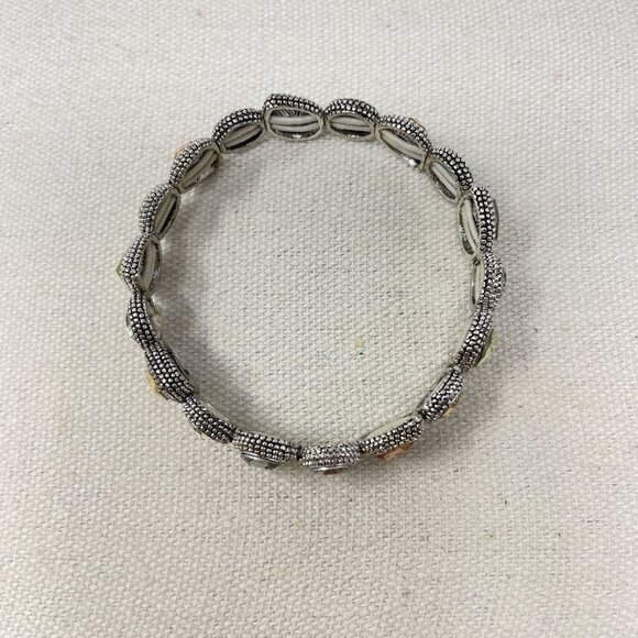 Napier Silver-Tone Stretch Bracelet With Multi-Color Teardrop Glass Accents - Picture 8 of 11